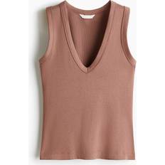 H&M Ladies Ribbed Vest Top - Dusty Brown