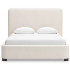 Frame Beds Signature Design by Ashley Queen Upholstered In Beige Frame Bed
