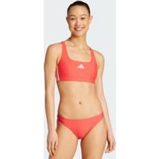 Adidas Red Bikinis adidas 3-Stripes V-Back Bikini - Semi Lucid Red/White