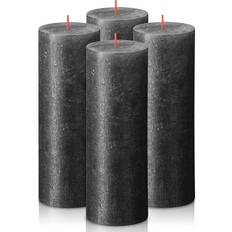Bolsius Anthracite Black Shimmer Metallic Pillar Candles 4 Pack 2.75 x 7.5 Inches Candle
