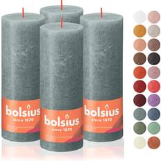 Bolsius 4 Pack Eucalyptus Green Rustic Pillar Candles 2.75 x 7.5 Inches Candle