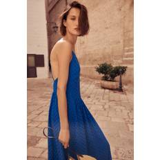 H&M Trägerkleid Mit Broderie Anglaise - Knallblau
