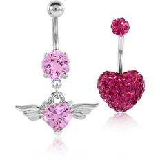 Piercingar Tomtop Jms Rhinestone Belly NavelRing Barbell Stainless Steel - Pink
