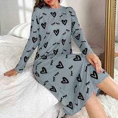 Shein Heart Eyelash Print Long Sleeve Nightgown