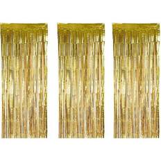 Doorway Party Curtains Shein 3pcs Gold Foil Fringe Curtains