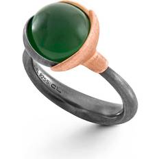 Ole Lynggaard Lotus 2 Oxideret Sølv Guld Ring Med Serpentin