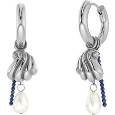 Edblad Blå Örhängen Edblad Beach Pearls Hoops Blue Steel Örhängen - Guld