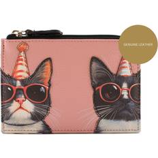 Coin Purses Mala Leather Cool Cats Coin Purse Card Holder With 3 Slots - Black