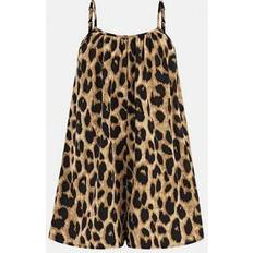Girls Jumpsuits Children's Clothing Shein Tween Girls Casual Vacation Loose Fit Leopard Print Jumpsuit