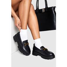 Black Loafers boohoo Wide Fit Chunky Hardware Loafer - Black