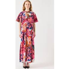 Lange kjoler - Løs Yas delphi SS Ankle Dress Sachet Pink Delphi Print - Silke