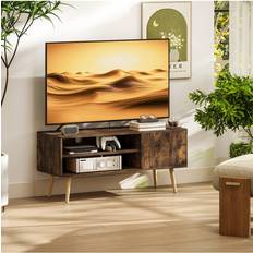 Brown Benches Homcom Unit Cabinet for TVs up to 55 Inches with Cupboard Shelves TV Bench