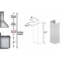 Extractor Fans ZLINE Zline Wall Range Hood Chimney Extension 8KF2S-E