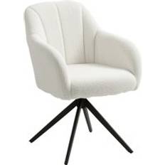 Homcom White Armchairs Homcom 360° Swivel Accent Chair Teddy Fleece Armchair