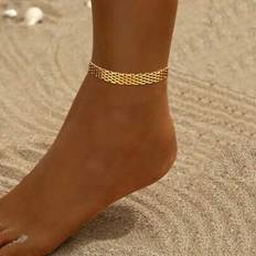 Shein Stainless Steel 18K Gold Plated Chain Design Bracelet Anklet - Stainless Steel
