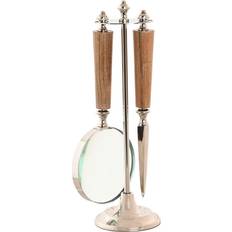 Magnifiers & Loupes Home ESPRIT Crystal Steel Acacia Magnifying Glass
