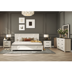 Bed Packages Roundhill Furniture Realynn 5-Piece Wood Bedroom Set with Dresser and 2 Nightstands