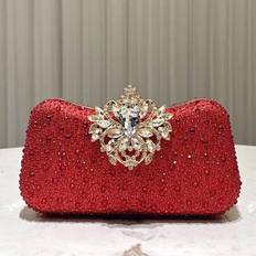 Red - Women Clutches Shein Red Glitter Luxury Rhinestone Evening Bag - Multicolore