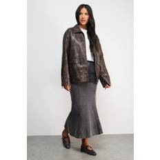 Grey Skirts Warehouse Denim Fishtail Midi Skirt - Grey