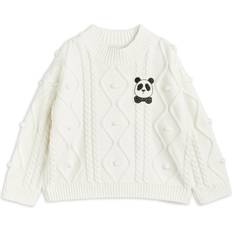 Ekologiska Stickade tröjor Barnkläder Mini Rodini Panda Texture Knit Sweater - Vit