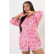 Pink Blouses Yours Floral Print Pintuck Blouse Curve Pink