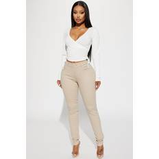 Fashion Nova Skinny Uniform Pants - Khaki