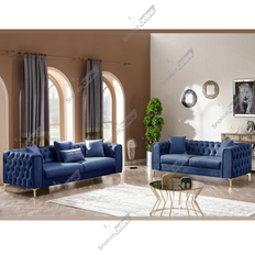 Snooze Online Plush Velvet Chesterfield Set Sofa