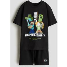 Bomull Övriga sets Barnkläder H&M 2-Delat Set Med Tryck - Svart/Minecraft