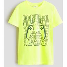 146/152 Överdelar Barnkläder H&M Control T-shirt Med Tryck - Neongul