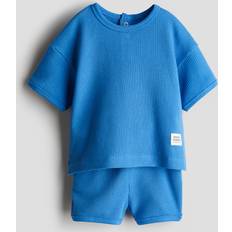 Gula Övriga sets H&M 2-Delat Set Våfflad Trikå - Klarblå