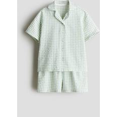 Pojkar Pyjamasar H&M Pojke Bomull Pyjamas - Ljusgrön/Vitrutig