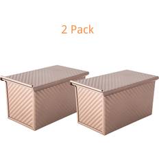 Bread Tins on sale Temu 2pcs Golden Pullman Loaf Pan With Lid Bread Tin