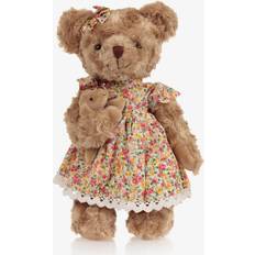 Girls Floral Dress Teddy Bear - Brown