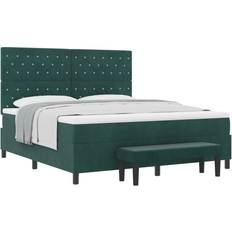 180 cm - Grøn Rammesenge vidaXL Box Spring Seng Madras Bænk 180x200 cm Fløjl Rammeseng