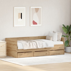 Camas con Estructura vidaXL Roble Artesanal Madera Elaborada 90 x 190 cm Cama con Estructura