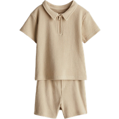 Andre sett H&M Baby 2-Delt Vaffelsydd Trikotsett - Beige