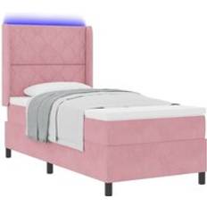 Continental Beds vidaXL Box Spring With Mattress Led Pink 90x190 cm Continental Bed