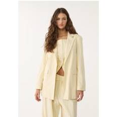 Gold - Women Blazers Stradivarius Regular Striped Linen Blend Blazer - Gold