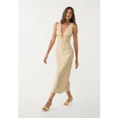 Gold - Midi Dresses Stradivarius Satin And Lace Midi Dress - Gold