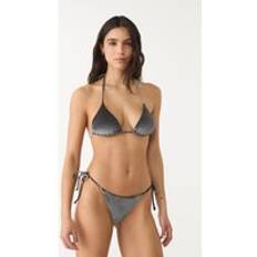 Stradivarius Velvet Bikini Top - Dark Grey