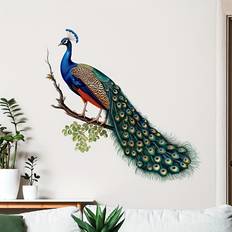 Vinyl Self-adhesive Decorations Temu Vibrant Peacock Wall Decal Pvc Sticker Self-adhesive Decoration
