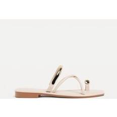 Stradivarius Flat Sandals with Metal Detail - Ecru