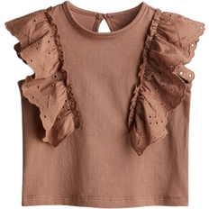 9-12M Tops Children's Clothing H&M Baby Beige Frill-trimmed cotton top 1½-2Y
