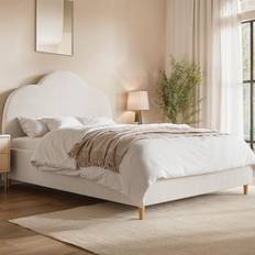 Roma Cream Boucle Double Ottoman with Legs and Headboard Frame Bed