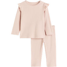 H&M Baby Geripptes Baumwollset Rosa