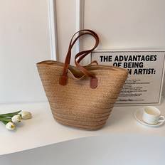 Strandväskor Temu Solid Color Beach Tote Bag Large Capacity