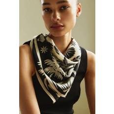 H&M Scarfs H&M Ladies Printed Silk Scarf - Black/Palm Trees