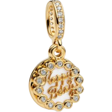 Pandora Happy Birthday Cake Dangle Charm - Gold/Transparent