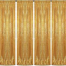Party Doorway Party Curtains Shein 4 Packs Golden Yellow Sequin Backdrop Curtains