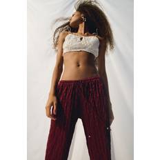 H&M Rosa Byxor & Shorts H&M Lace-Look Drawstring Trousers - Mörkrosa